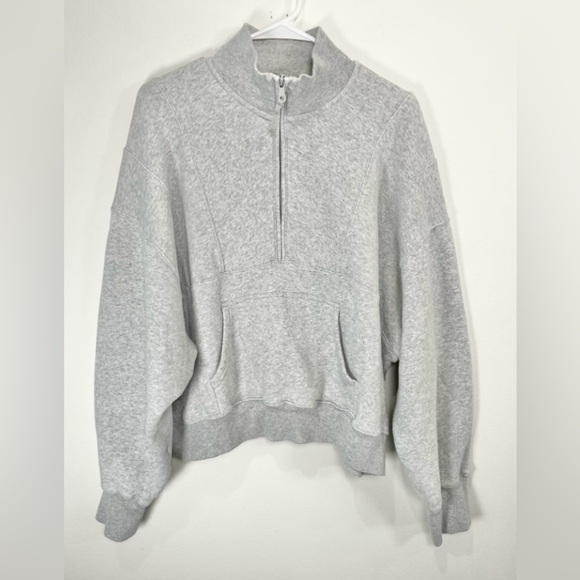 Aerie 1/4 zip Pullover Sweatshirt L Gray Scuba Style Offline - Picture 2 of 7